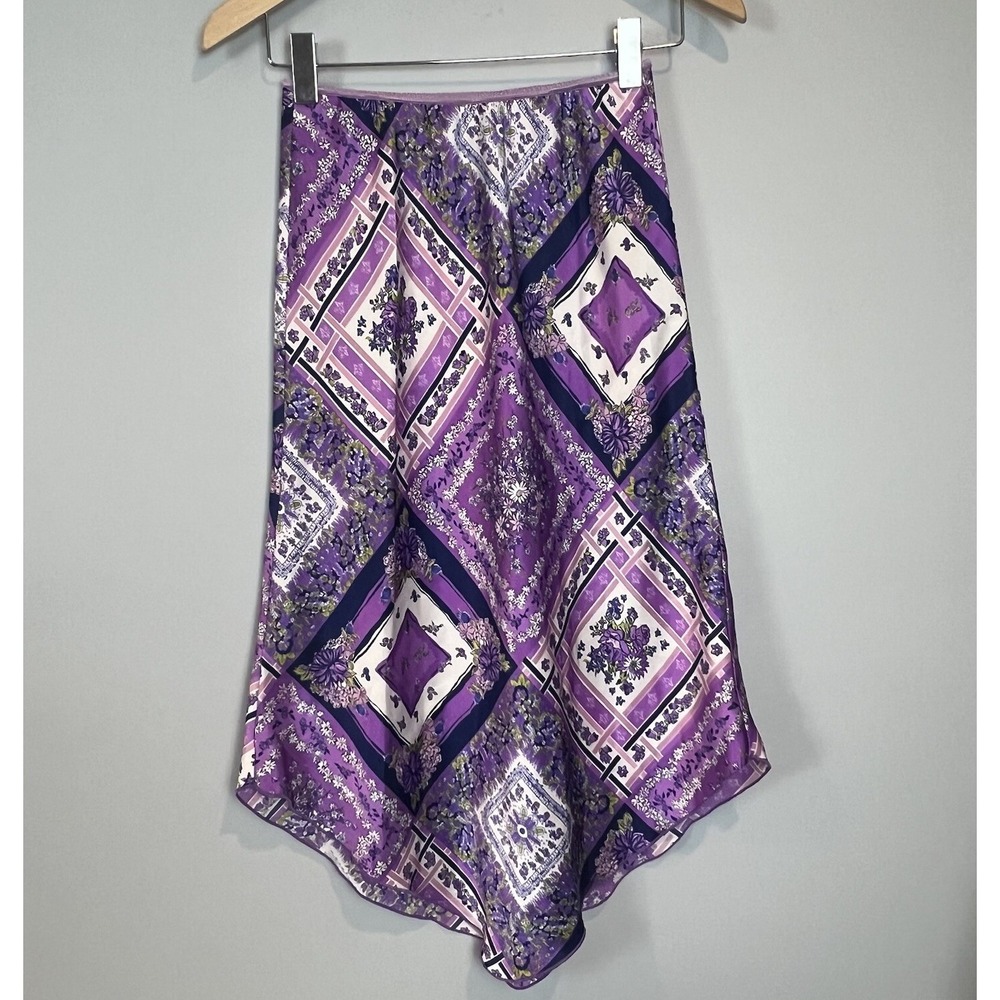 Vtg Y2K Hype Handkerchief Skirt Size Medium Purple Fairy Asymmetrical Floral